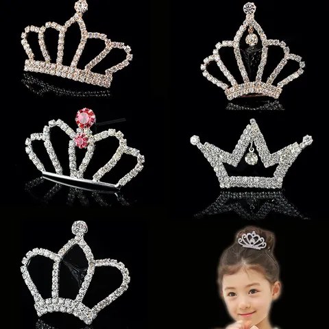 Rhinestone Crown Hair Accessory Alloy Crystal Tiara Hair Comb Hairband For Women Girls Wedding Party Performance Jewelry