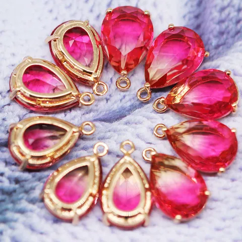 Ciondolo in Cristallo di Vetro di Terre Rare Colore Sfumato Forma a Goccia d'Acqua DIY Collana Orecchino Accessori