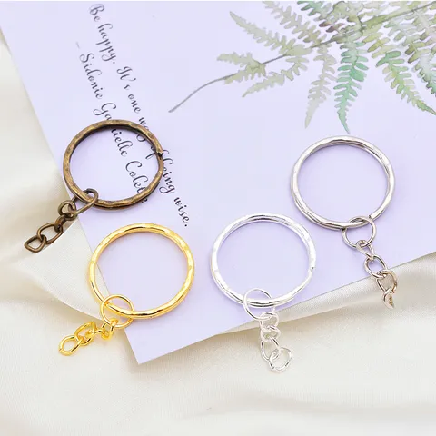 Metall Schlüsselringe DIY Verlängerungskette Schlüsselbucht Flache Ringe Bastelzubehör Gold Silber Bronze Schlüsselring Befunde