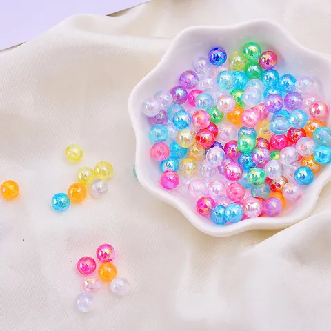 ABS Artificial Pearl Beads Double Hole Iridescent Loose Beads DIY Bracelet Necklace Jewelry Making Accessories Craft Supplies