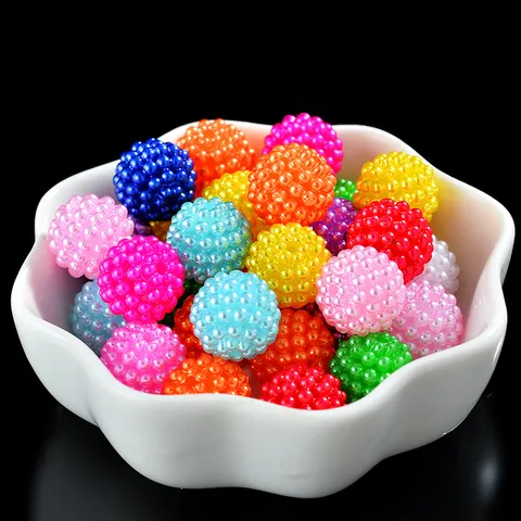12mm ABS Cuentas de Perlas de Imitación Cuentas Sueltas Redondas Coloridas Bolas de Fresa para DIY Manualidades Joyería