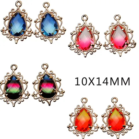 Cobre Vintage Degradado Cristal Facetado Colgante Lágrima DIY Pendientes Collar Horquilla Accesorios de Joyería