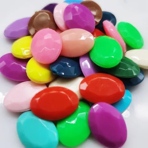 Oval Resin Rhinestones Solid Candy Color DIY Craft Cabochons For Hair Clips Toys