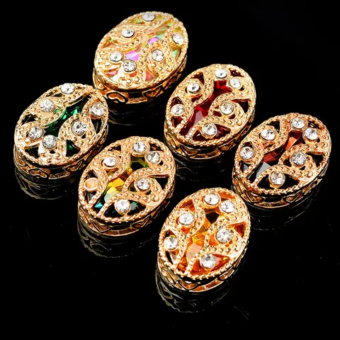 DIY Cristal de Vidrio Ovalado Diamantes de Imitación Botones Bandeja de Cobre Espesada Cosidos a Mano Accesorios de Costura