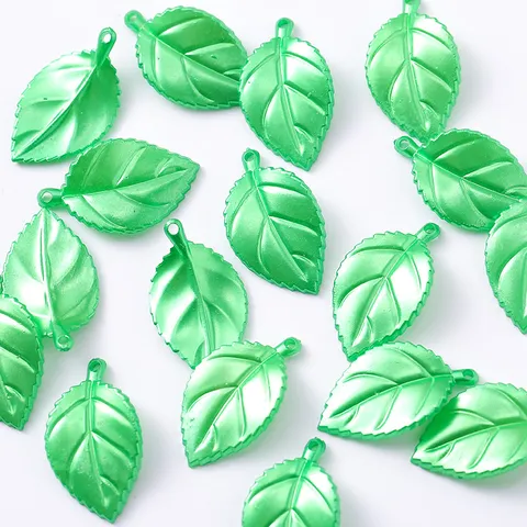 Plastic Resin Leaf Beads Loose Beads Imitation Pearl Leaf Craft Charms For DIY Jewelry Making Accessories
