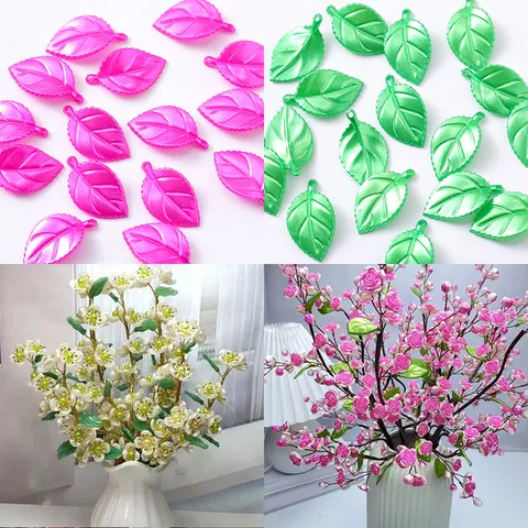 Plastic Resin Leaf Beads Loose Beads Imitation Pearl Leaf Craft Charms For DIY Jewelry Making Accessories