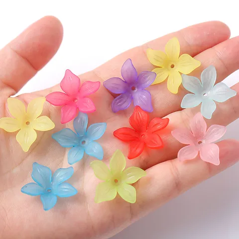 Perles en Vrac de Fleurs à Cinq Pétales Colorées Perle Artificielle Pétales d'Acétate Pour Épingle à Cheveux Hanfu Accessoires d'Artisanat de Fabrication de Bijoux