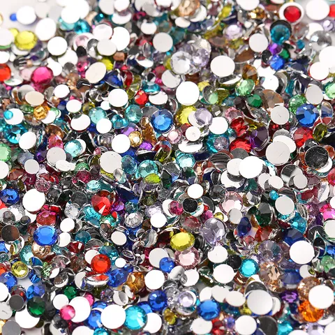 Mixed Size Flatback Resin Rhinestones Colorful Round Crystal Diamantes For Nail Art Phone Case DIY Crafts