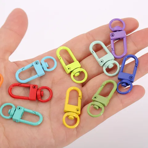 Candy Colored Metal Baking Varnish Spring Rotating Keychain U Shaped Small Gate Hook Bag Pendant