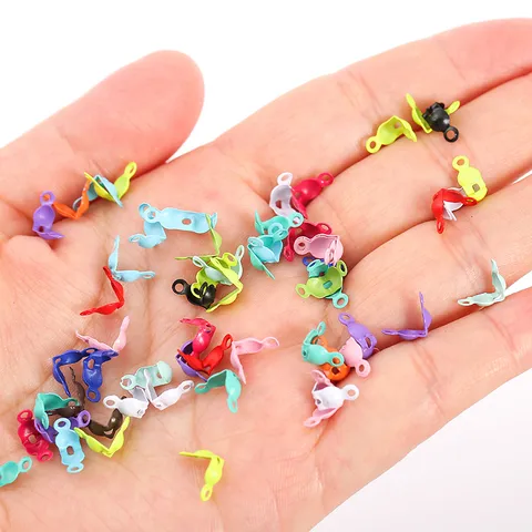 Metal Clamshell Bead Tips Knot Covers Cord Ends Crimps DIY Jewelry Making Findings For Necklace Bracelet Craft