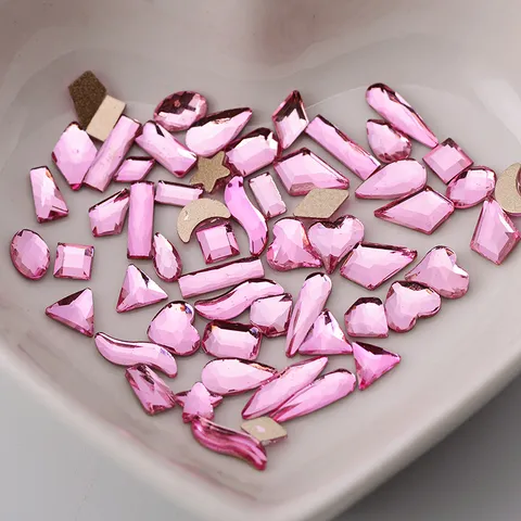 Hellrosa Flache Rückseite Nagel Strasssteine K9 Glas Kristall Geformte Gemischte Nail Art Charms Maniküre Dekorationen