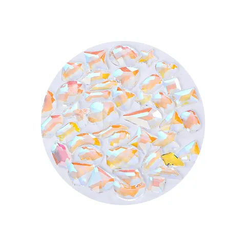 Nail Art Aurora Strasssteine Flache Rückseite Fantasie Glas Kristalle Gemischte Formen Edelsteine Für DIY Nageldekoration Maniküre Design
