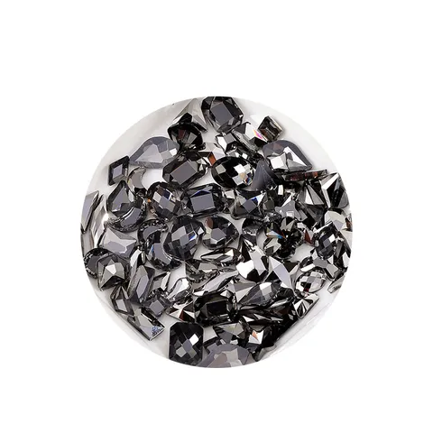 Kristall Glas Nagel Strass Flachrücken Gemischte Geometrische Form Mineralgrau DIY Maniküre Strass Dekorationen