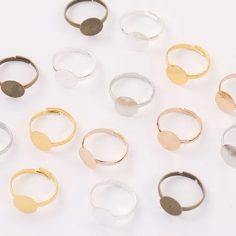 Flacher Runder Teller Rohling Verstellbare Ringbasis DIY Schmuckherstellung Befunde Metall Fingerring Einstellungen Zubehör