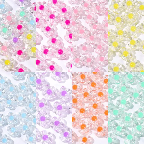 Perline Colorate in Acrilico a Forma di Fiore di Prugna DIY Fatto a Mano Braccialetto Collana Accessori per Gioielli Perline Sparse
