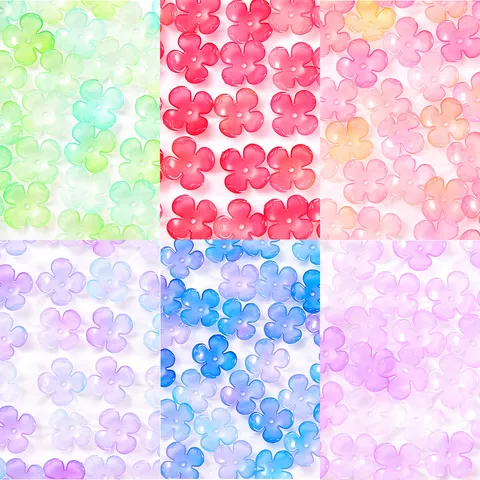 Handmade DIY Acrylic Four-Leaf Flower Beads Gradient Jelly Color Phalaenopsis Petal Loose Beads For Jewelry Making Craft