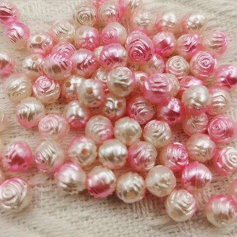 Double Color Rose Flower ABS Artificial Pearl Beads Gradient Flower Art Wedding Decorative Loose Beads DIY Jewelry Making