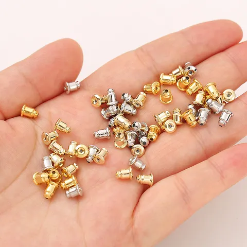 Gold Silber Plattiert Kupfer Kugel Ohrringrueckseiten Sichere Stopper DIY Schmuckzubehoer Zubehoer