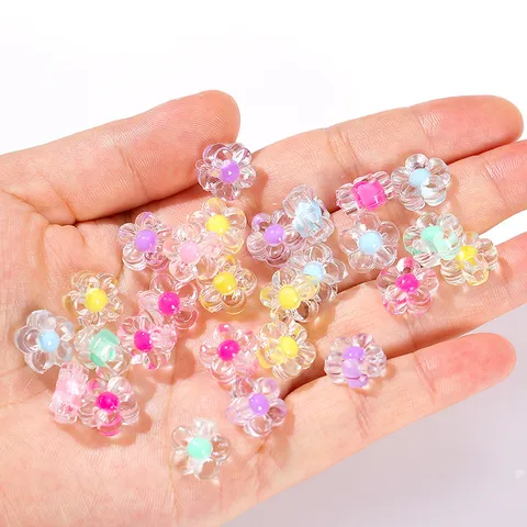 Perline Colorate in Acrilico a Forma di Fiore di Prugna DIY Fatto a Mano Braccialetto Collana Accessori per Gioielli Perline Sparse