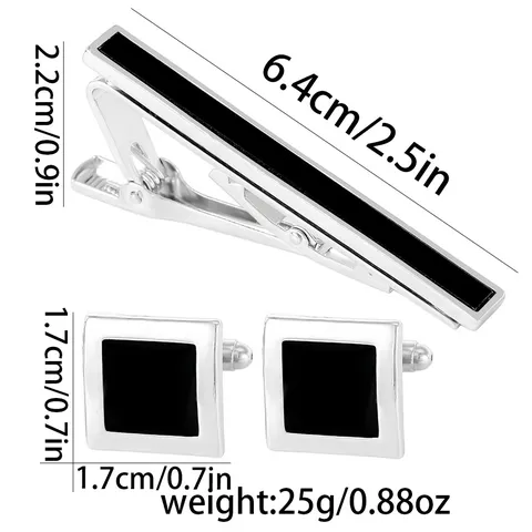 Men Business Alloy Tie Clip Cufflinks Set Silver Gold Rhinestone Striped Geometric Suit Shirt Accessories Luxury Formal Wedding Cuff Links Tie Bar Set