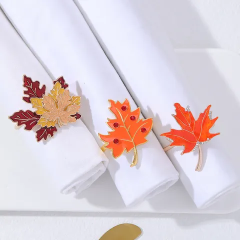 Servilleteros de Aleación con Hoja de Membrillo Otoño Acción de Gracias Naranja Hebilla de Servilleta Hotel Hogar Mesa de Comedor Decoración Adornos