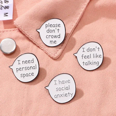 Fashion Alloy Enamel Pin Simple Chat Bubble English Letter Brooch Slogan Badge Lapel Pin Jewelry Gift For Men Women