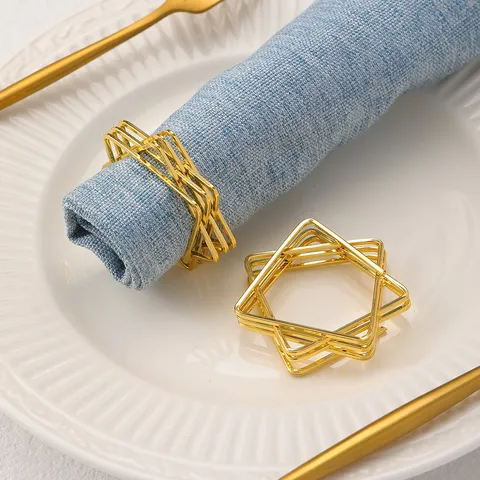 Portatovaglioli Minimalisti a Stella Geometrica Fibbie per Tovaglioli in Metallo Cavo per Decorazione Tavolo di Ristorante Hotel in Lega