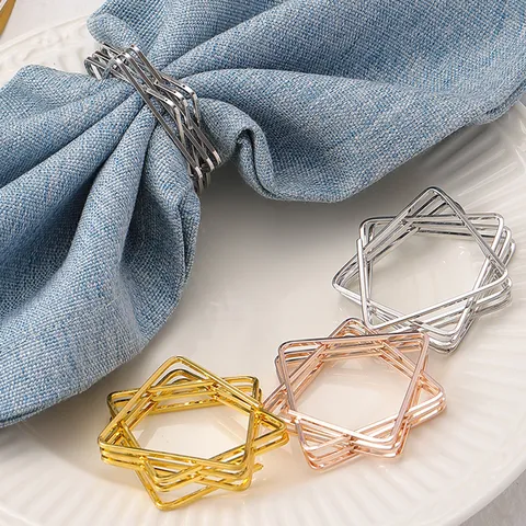 Portatovaglioli Minimalisti a Stella Geometrica Fibbie per Tovaglioli in Metallo Cavo per Decorazione Tavolo di Ristorante Hotel in Lega