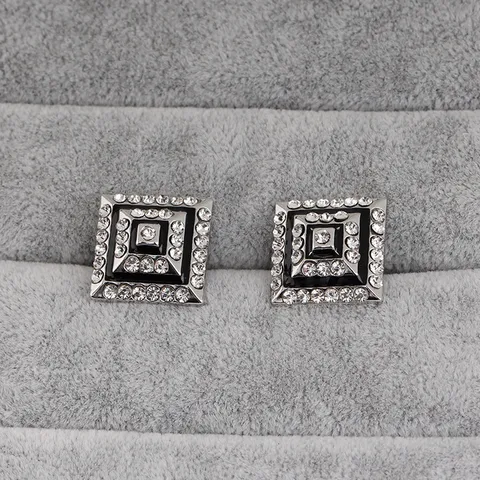Carré Boutons de Manchette Style Occidental Alliage Strass Boutons Manchette Bloc de Couleur Géométrique Chemise Accessoires pour Banquet Navette Hommes Unisexe Bijoux