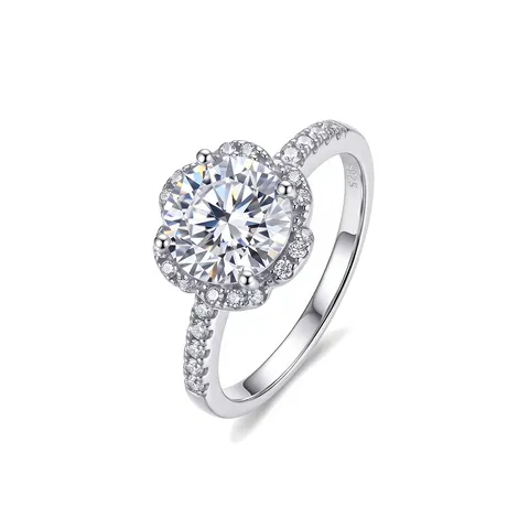 Luxus 925 Sterlingsilber Blumen Ring Elegante Strass Akzente Pavé Band Offener Verstellbarer Ring Feiner Schmuck Verlobung Jahrestag Geschenk Für Damen