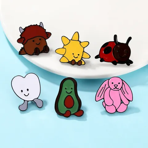 Cute Cartoon Animal Fruit Alloy Enamel Brooch Pin Electroplated Insect Plant Badge Lapel Pin Jewelry Gift For Backpack Clothes Decor Unisex