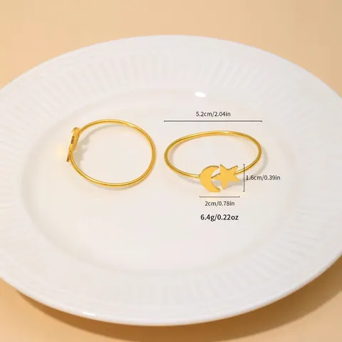 Goldene Serviettenringe Mond Und Sterne Metall Serviettenschnallen Für Tischdekoration Hochzeit Party Dining Zubehör Eisen Material