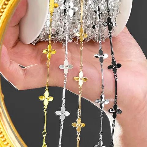 Αλυσίδα Χαλκού DIY Πέταλο Ευθεία Ράβδος Αρχαίο Αξεσουάρ Μαλλιλλιών Κατασκευή Κοσμημάτων Χειροτεχνία Μεταλλική Αλυσίδα Διατήρησης Χρώματος