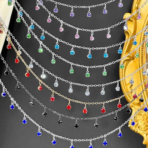 Αλυσίδα Στρας DIY Πολύχρωμη Κρυστάλλινη Αλυσίδα Μεταλλική Αλυσίδα Χειροποίητα Αξεσουάρ Κοσμημάτων Για Βραχιόλι Κολιέ Διακόσμηση Ρούχων