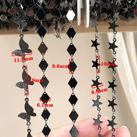 DIY Μεταλλική Αλυσίδα Ματ Πεταλούδα Πεντάγραμμο Ρομβοειδής Φτερή Αλυσίδα Αξεσουάρ Ρούχων Halloween Skoteino Style Kosmimata Techni