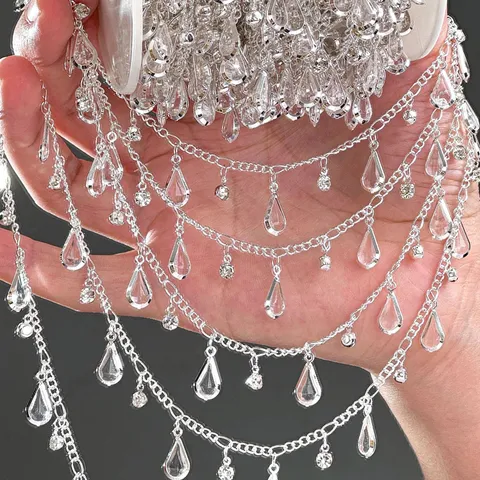 DIY Kupferkette Tropfen Strass Kette Hanfu Taillenkette Armband Halskette Schal Wrap Zubehör Schmuckherstellung