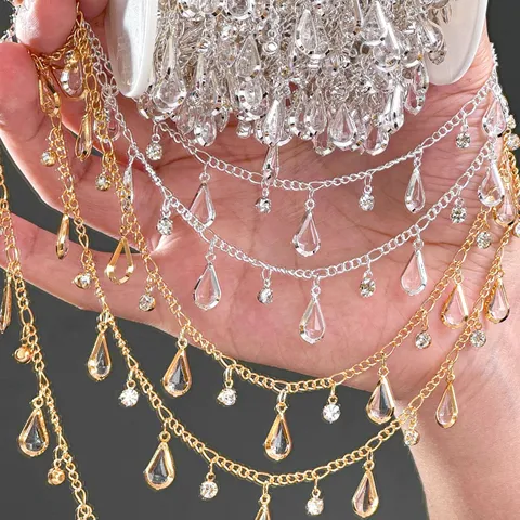 DIY Kupferkette Tropfen Strass Kette Hanfu Taillenkette Armband Halskette Schal Wrap Zubehör Schmuckherstellung