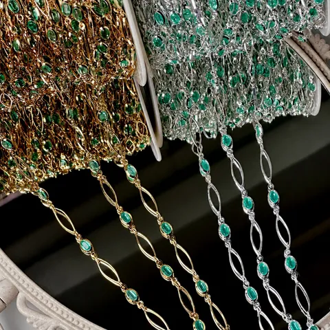 Chaîne Faite Main DIY Vert Menthe Ovale Marquise Chaîne de Bijoux Cuivre Électroplaqué Chaîne d'Artisanat pour Collier Bracelet