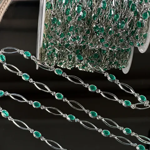 Chaîne Faite Main DIY Vert Menthe Ovale Marquise Chaîne de Bijoux Cuivre Électroplaqué Chaîne d'Artisanat pour Collier Bracelet