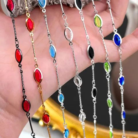 DIY Χάλκινη Αλυσίδα Στρας Μάτι Αλόγου Πολύχρωμη Φούντα Αξεσουάρ Μαλλιών Υλικά Κοσμημάτων