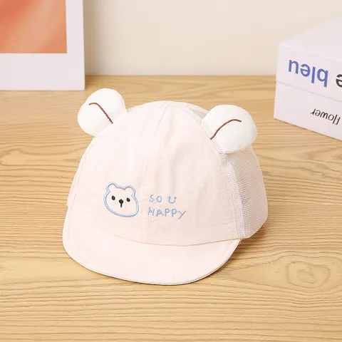 Kids Cartoon Bear Embroidered Mesh Baseball Cap With Animal Ears Breathable Sun Hat For Outdoor Travel Boys Girls