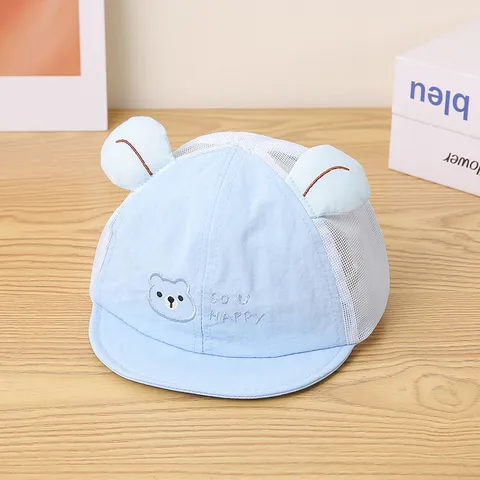 Kids Cartoon Bear Embroidered Mesh Baseball Cap With Animal Ears Breathable Sun Hat For Outdoor Travel Boys Girls