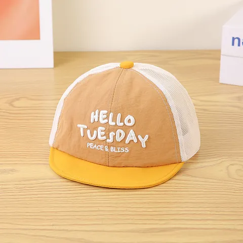 Kids Color Block Stereo Letter Embroidery Mesh Baseball Cap Breathable Short Brim Outdoor Sports Sun Hat Boys Girls Sunshade