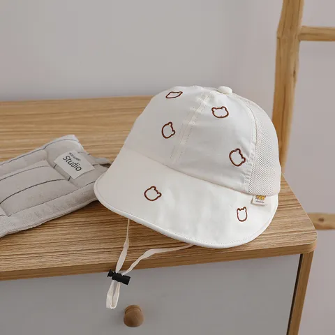 Kids Embroidered Bear Bucket Hat Breathable Mesh Thin Sun Protection Sunhat For Summer Outdoor Travel Kids Hat