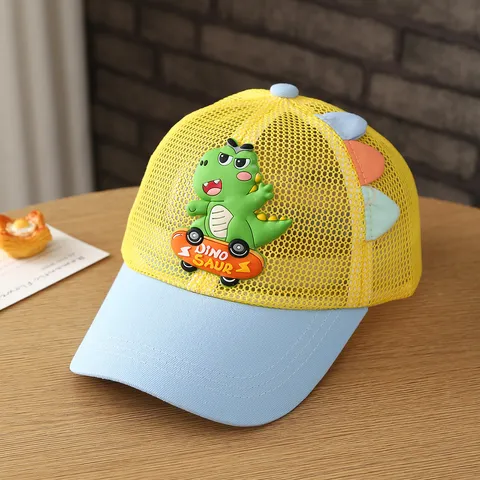Schattige Cartoon Dinosaurus Kinderen Honkbalpet Ademend Mesh Patchwork Verstelbaar Zonbescherming Zonnehoed Voor Jongens Meisjes Reizen Buiten