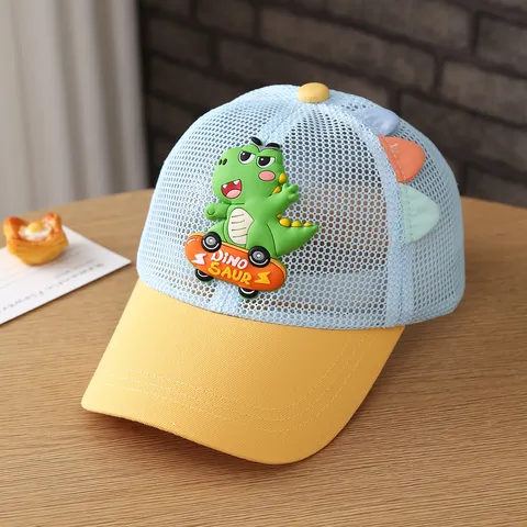 Schattige Cartoon Dinosaurus Kinderen Honkbalpet Ademend Mesh Patchwork Verstelbaar Zonbescherming Zonnehoed Voor Jongens Meisjes Reizen Buiten