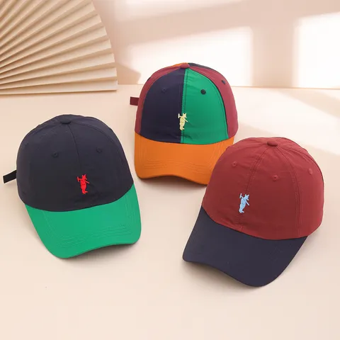 American Style Colorblock Embroidered Bear Baseball Cap Quick Drying Sun Hat Adjustable Cotton Trucker Hat For Women Men