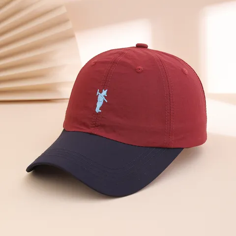 American Style Colorblock Embroidered Bear Baseball Cap Quick Drying Sun Hat Adjustable Cotton Trucker Hat For Women Men