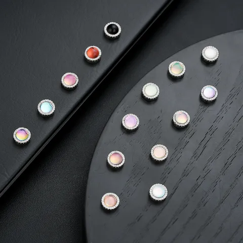 Pendientes de Clip Magnéticos de Cobre de Moda Lleno de Strass Geométrico Redondo Sin Perforación Pendientes de Clip para Hombres Mujeres Unisex Joyería Regalo