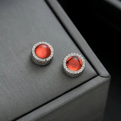 Pendientes de Clip Magnéticos de Cobre de Moda Lleno de Strass Geométrico Redondo Sin Perforación Pendientes de Clip para Hombres Mujeres Unisex Joyería Regalo